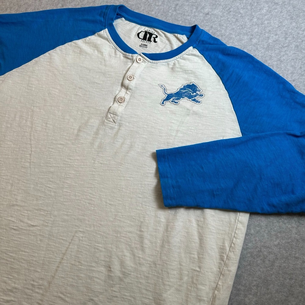 Darius Rucker Detroit Lions Shirt Mens XL Blue White Raglan Henley NFL Football